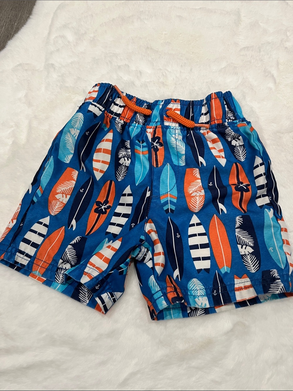 Gymboree Blue & Orange Surfboard Swim Trunks